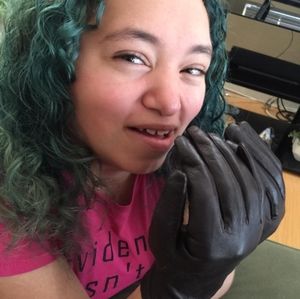 Vintage Woman leather Black GLOVES